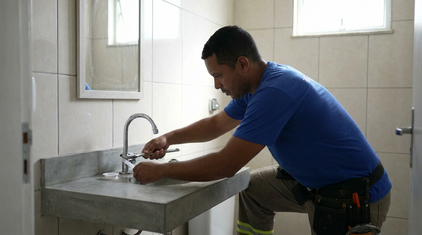 Encanador instalando torneira em Cabo Frio‑RJ