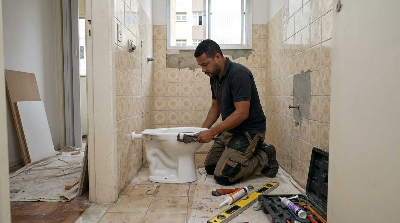 Instalação de vaso sanitário profissional em Ipatinga‑MG